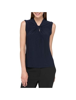 Women's Knot Neck Sleeveless Knit Top