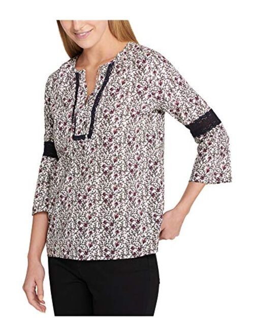 Tommy Hilfiger Womens Lace-Detail Knit Blouse