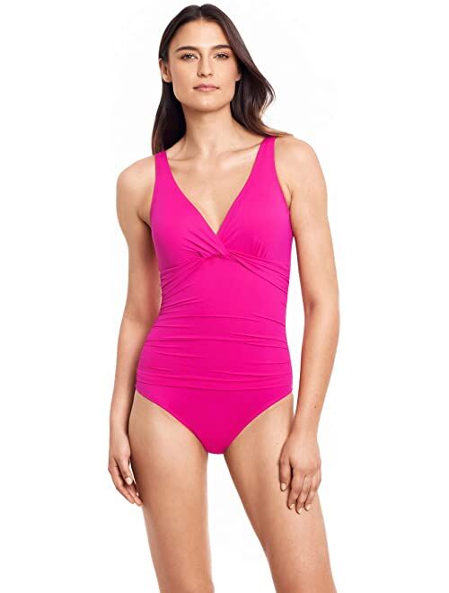 Polo Ralph Lauren LAUREN Ralph Lauren Beach Club Solids Twist Over-the-Shoulder Underwire One-Piece