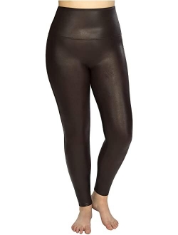 Women's Faux-Leather Tummy Control Leggings