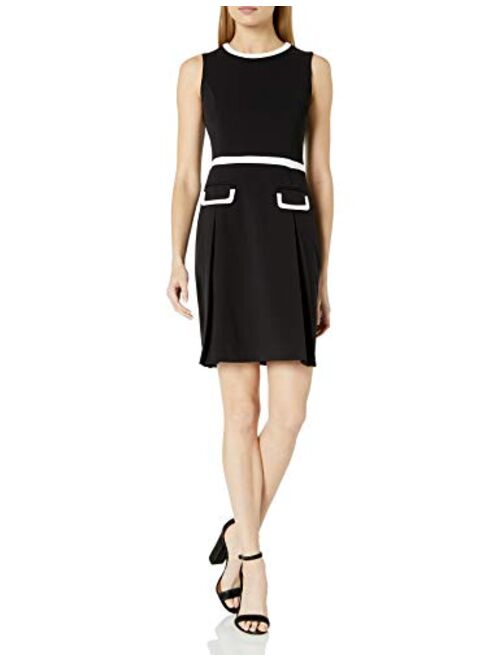 Tommy Hilfiger Women's Scuba Crepe Outlined Fit and Flare Dress