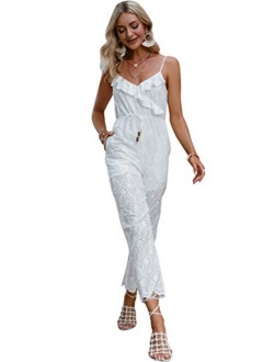 Women's Wide Leg Off Shoulder Rompers Strapless Long Romper Jumpsuit