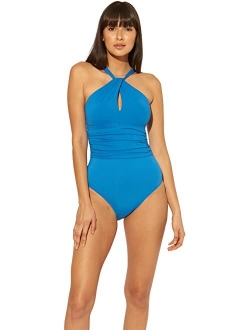 Bleu Rod Beattie Urban Goddess High Neck One-Piece with Keyhole and Removable Cups