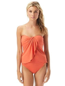 Riviera Solids Draped Bandini Top w/ Soft Cups & Removable Strap