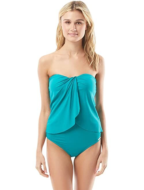 Vince Camuto Riviera Solids Draped Bandini Top w/ Soft Cups & Removable Strap