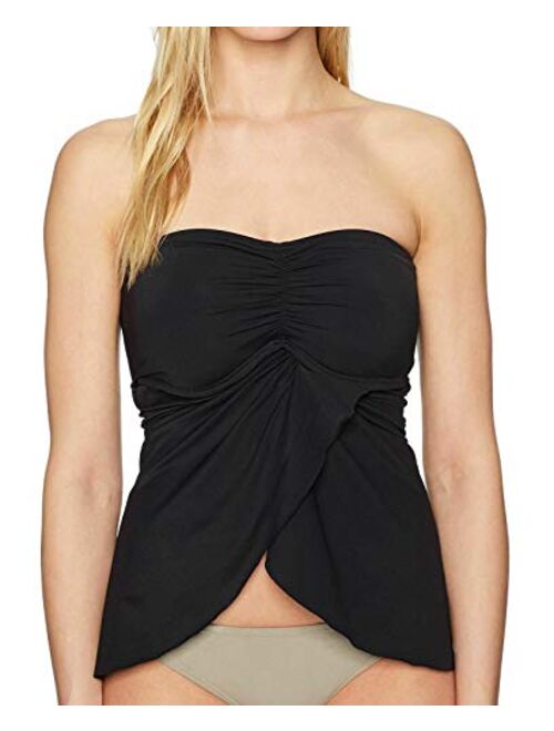 Vince Camuto Riviera Solids Draped Bandini Top w/ Soft Cups & Removable Strap