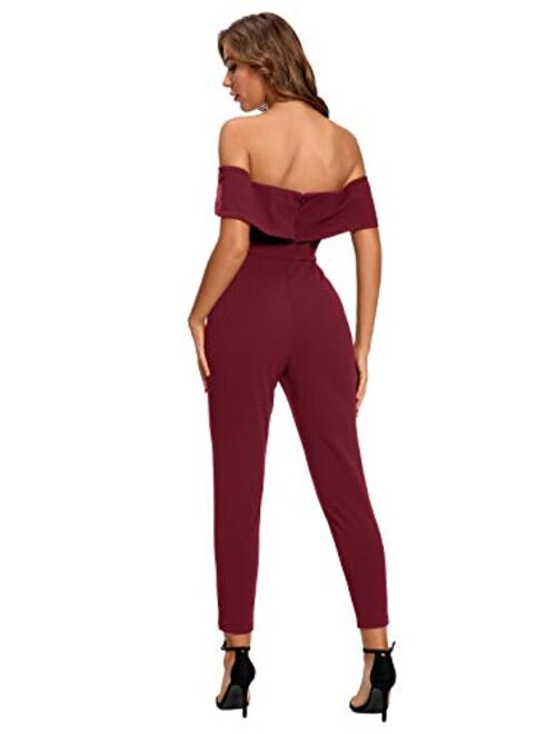 Women's Elegant Off Shoulder High Waist Lace Long Jumpsuit