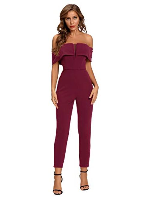 Women's Elegant Off Shoulder High Waist Lace Long Jumpsuit