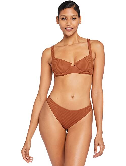 Vitamin A  Nylon And Lycra Low Rise Elastic Waist Bikini Bottom