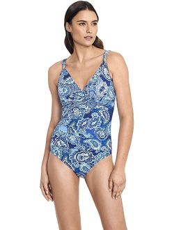 LAUREN Ralph Lauren Bandana Paisley Surplice Underwire One-Piece