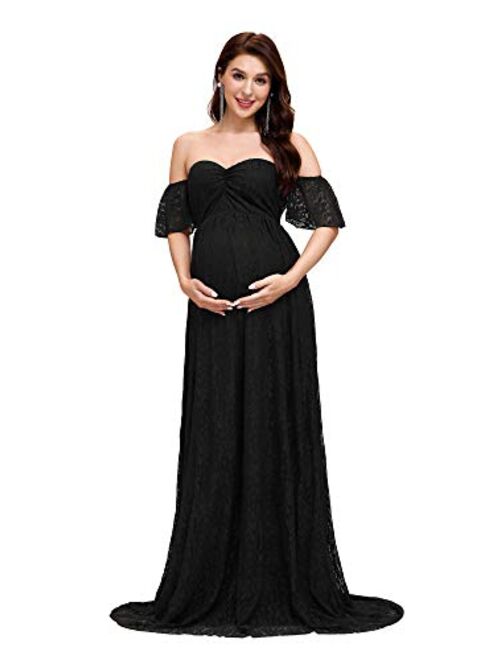 Alisa Pan Women's Off Shoulder Wrapped Ruched Maternity Dress Maxi Party Dress 40009