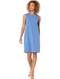 Crew Neck Knee Length Tank Dress in Organic Cotton Stretch Jersey