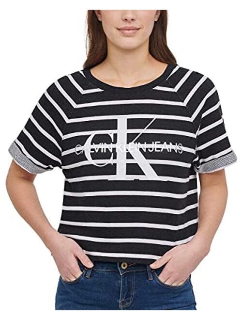 Calvin Klein Jeans Womens French Terry Logo Crop Top