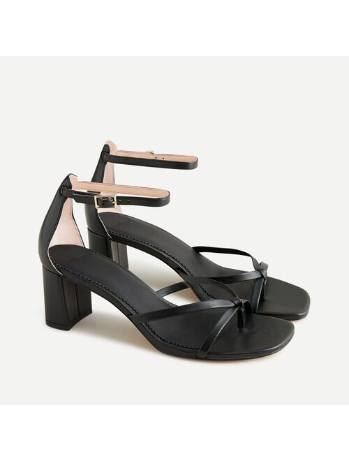 Skinny cross-strap sandals in leather