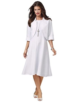 Roamans Women's Plus Size Fit-and-Flare Jacket Dress Suit