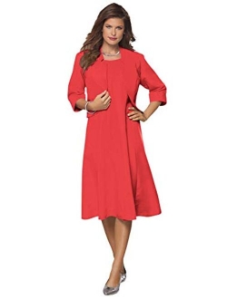 Roamans Women's Plus Size Fit-and-Flare Jacket Dress Suit