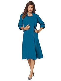 Roamans Women's Plus Size Fit-and-Flare Jacket Dress Suit