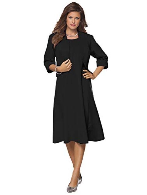 Roamans Women's Plus Size Fit-and-Flare Jacket Dress Suit