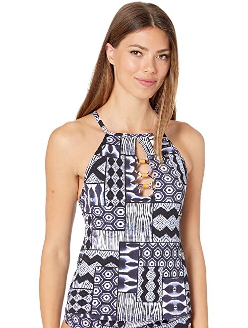 Bleu Rod Beattie Island Time High Neck Underwire Tankini with Lattice Front