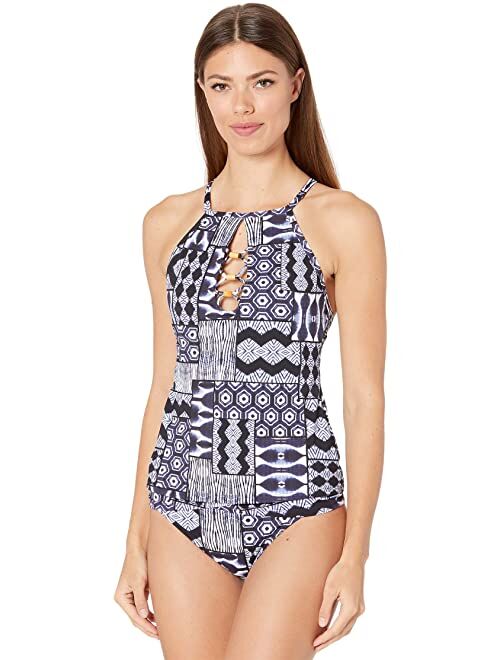 Bleu Rod Beattie Island Time High Neck Underwire Tankini with Lattice Front