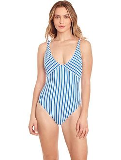 Coastal Stripe Over-the-Shoulder Splice One-Piece