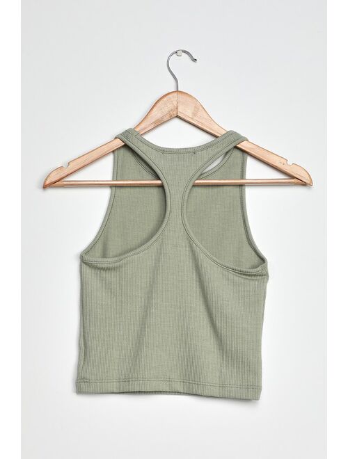 Lulus Everyday Essential Sage Green Ribbed Racerback Tank Top