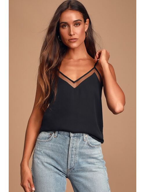 Lulus Sweet Fling Black Mesh Tank Top