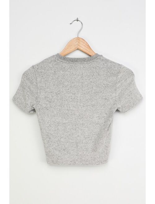 Lulus Day To Chill Heather Grey Baby Tee