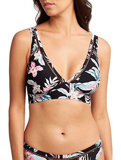 SEA LEVEL SWIM Long Line Tri Bra Bikini Top Swimsuit