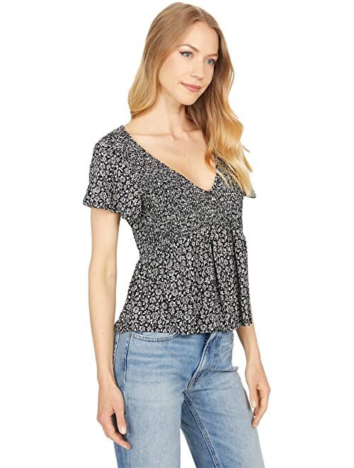 Lucky Brand Smocked Babydoll Top