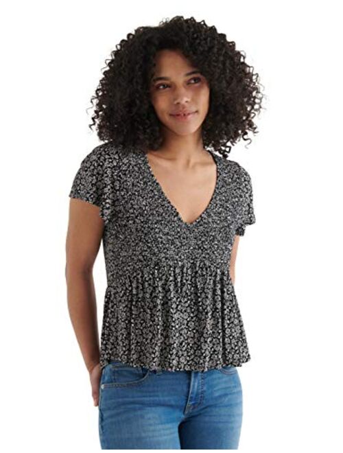 Lucky Brand Smocked Babydoll Top