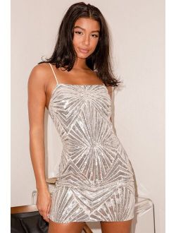 Lost In Your Eyes Silver Sequin Bodycon Mini Dress