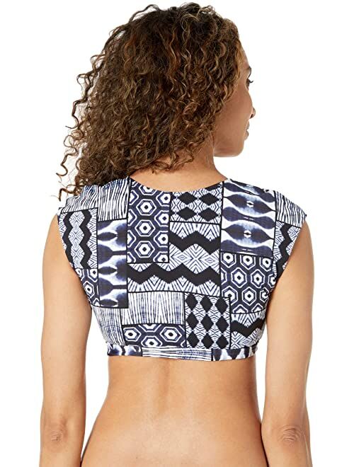 Bleu Rod Beattie Island Time Tie Front Cap Sleeve Top with Removable Cups