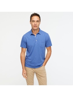 Garment-dyed slub cotton polo shirt