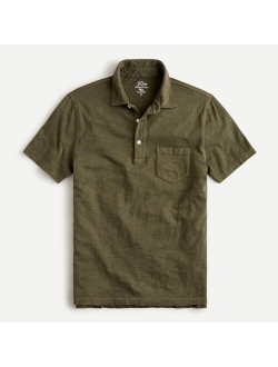 Garment-dyed slub cotton polo shirt