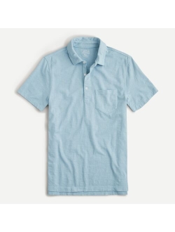 Garment-dyed slub cotton polo shirt