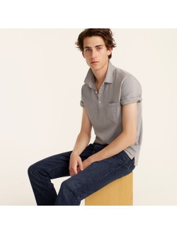 Garment-dyed slub cotton polo shirt