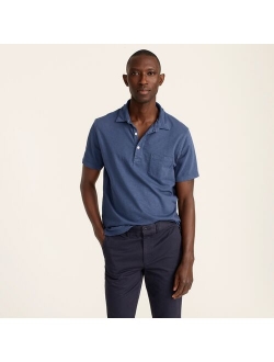 Garment-dyed slub cotton polo shirt