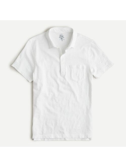 Garment-dyed slub cotton polo shirt