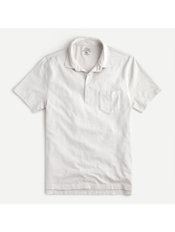 Garment-dyed slub cotton polo shirt