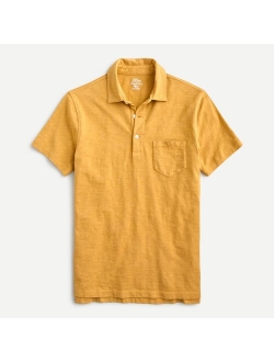 Garment-dyed slub cotton polo shirt