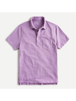 Garment-dyed slub cotton polo shirt