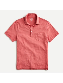 Garment-dyed slub cotton polo shirt