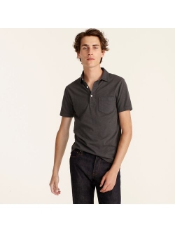 Garment-dyed slub cotton polo shirt