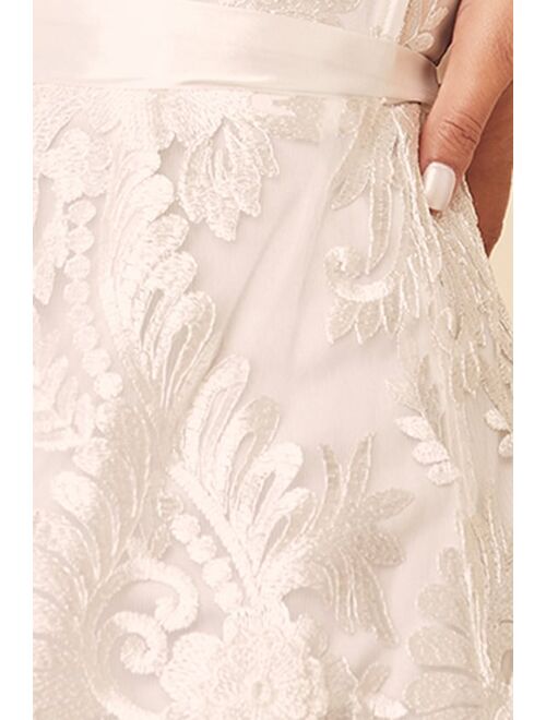 Lulus Be My Someone White Floral Embroidered Strapless Midi Dress