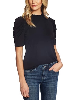 CeCe 3/4 Puffed Sleeve Mock Neck Top