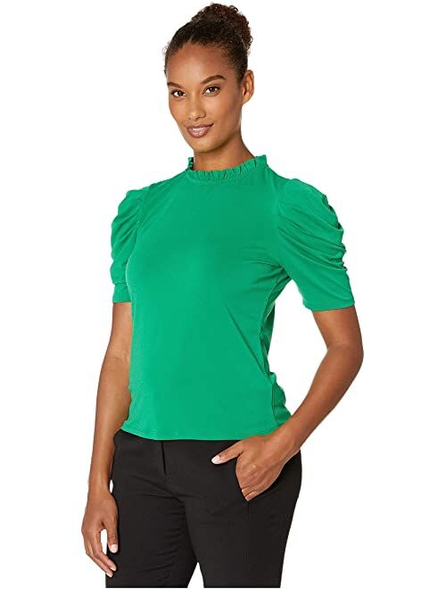 CeCe 3/4 Puffed Sleeve Mock Neck Top