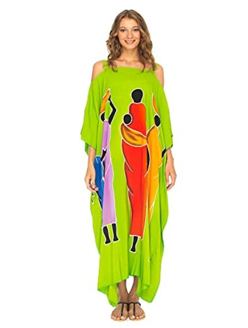 SHU-SHI Womens Kaftan Maxi Dress Cold Shoulder Casual Long Beach Cover Up Plus Size Caftan