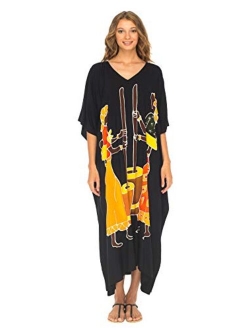 SHU-SHI Womens Long Kaftan Dress Beach Maxi Cover Up Casual Plus Size Dresses Coverup