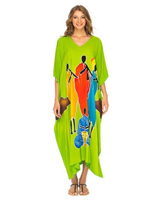 SHU-SHI Womens Long Kaftan Dress Beach Maxi Cover Up Casual Plus Size Dresses Coverup